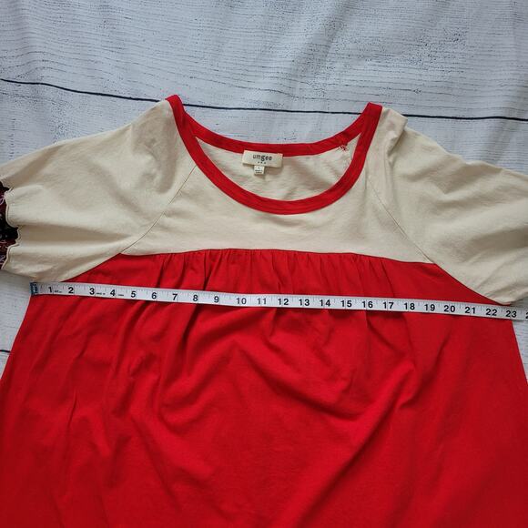 Umgee Size L Colorblock Mixed Print Fabric Long Sleeve Boho Top Bohemian Casual - Picture 6 of 9